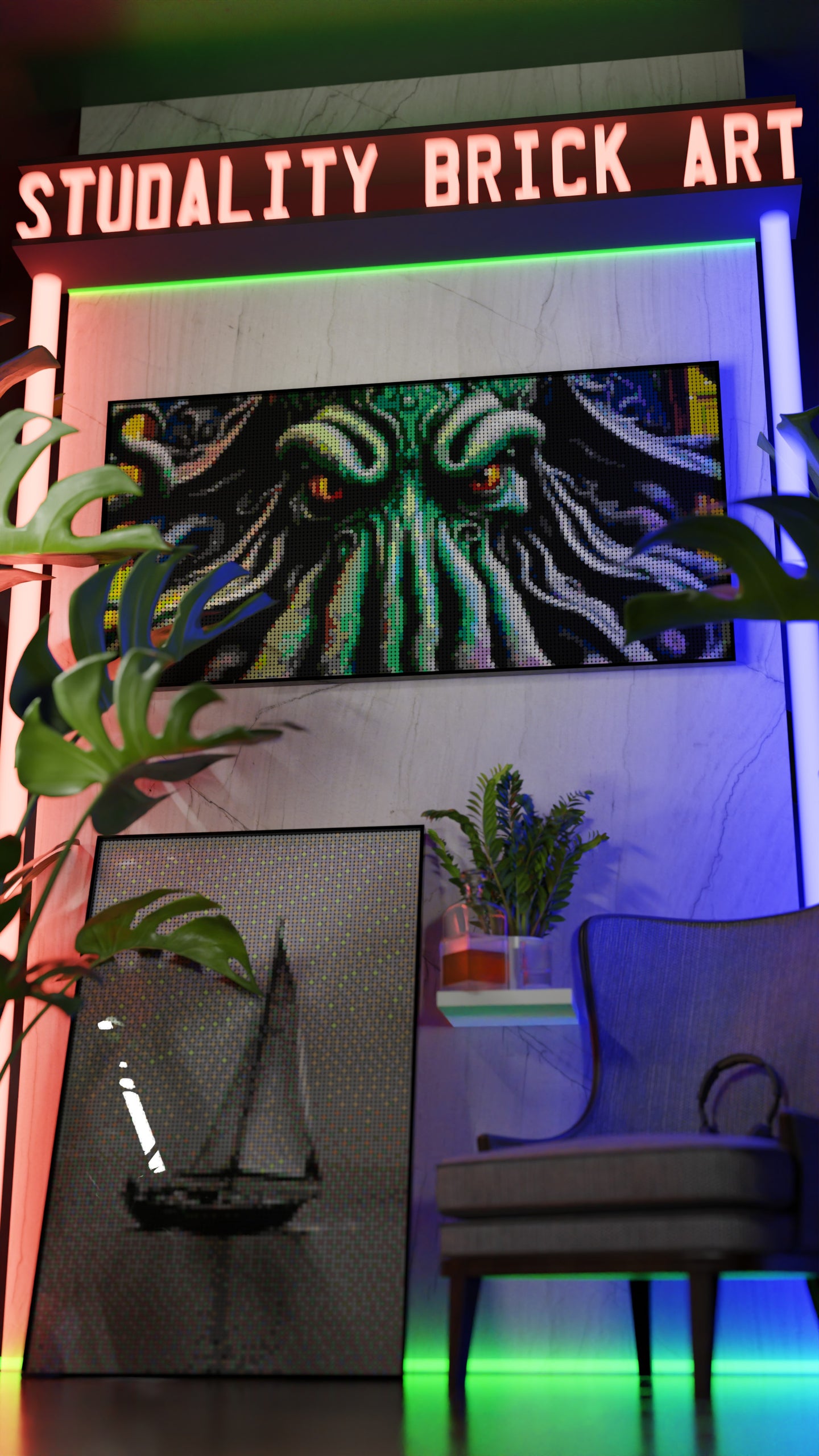 Arrival of Cthulhu  LEGO® Style mosaic pixel art design for display